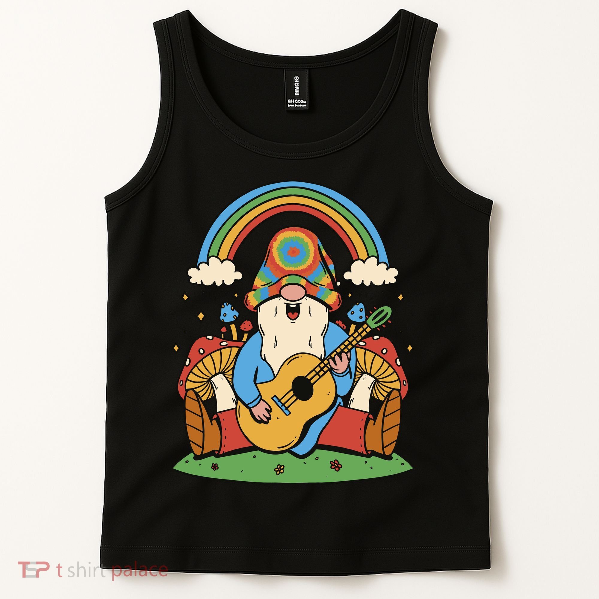 Gnome Hippie Rainbow Guitar Tank Top