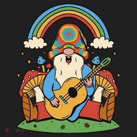 Gnome Hippie Rainbow Guitar Golf Towel thumb 3