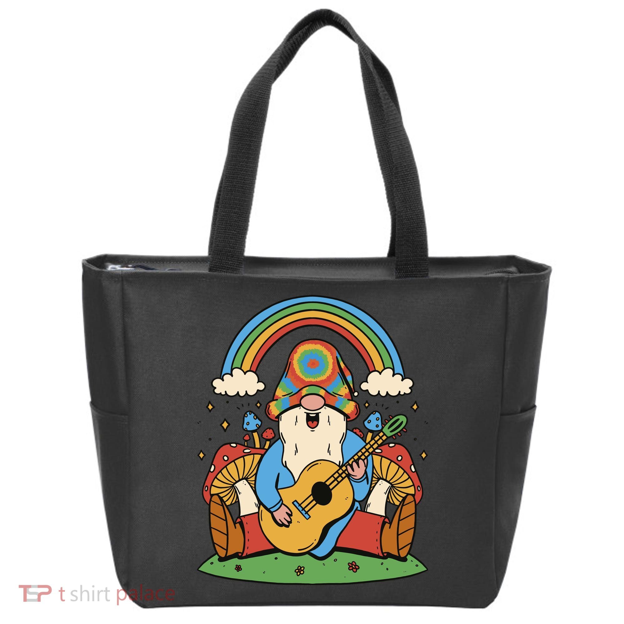 Gnome Hippie Rainbow Guitar Tote Bag