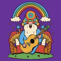 Gnome Hippie Rainbow Guitar Hoodie thumb 2