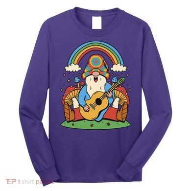 Gnome Hippie Rainbow Guitar Long Sleeve Shirt