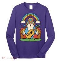 Gnome Hippie Rainbow Guitar Long Sleeve Shirt thumb 0