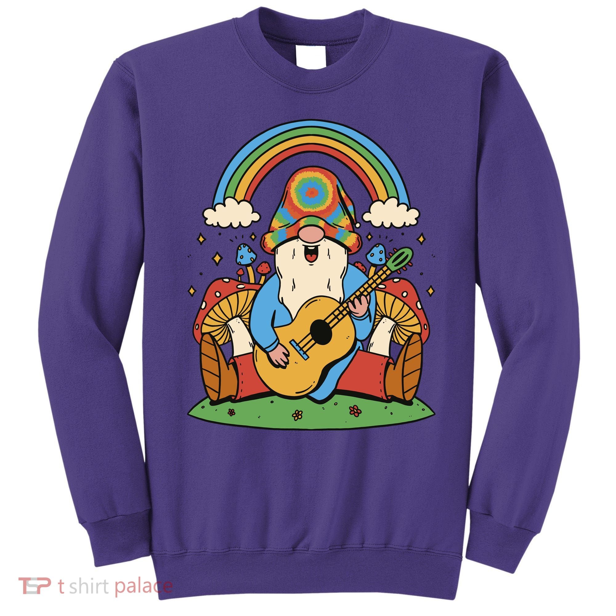 Gnome Hippie Rainbow Guitar Sweatshirt