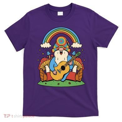 Gnome Hippie Rainbow Guitar T-Shirt
