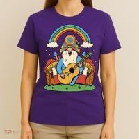 Gnome Hippie Rainbow Guitar T-Shirt thumb 4