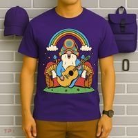 Gnome Hippie Rainbow Guitar T-Shirt thumb 6