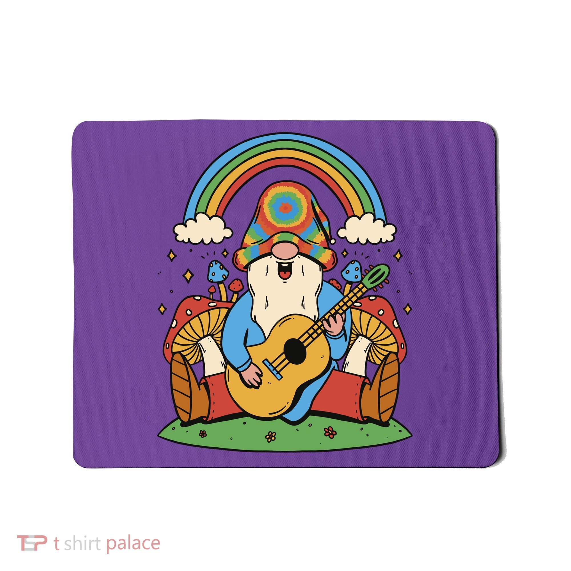 Gnome Hippie Rainbow Guitar Mousepad