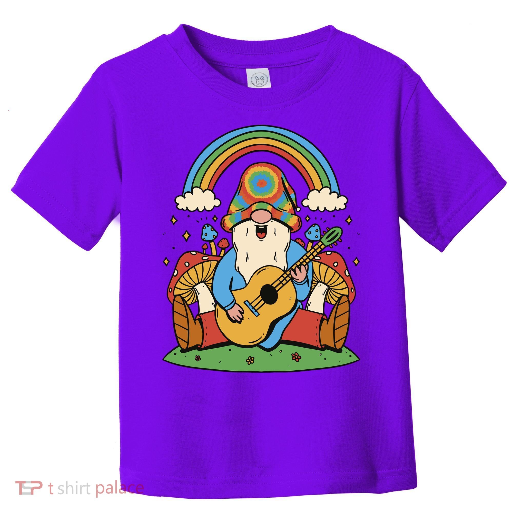 Gnome Hippie Rainbow Guitar Toddler T-Shirt
