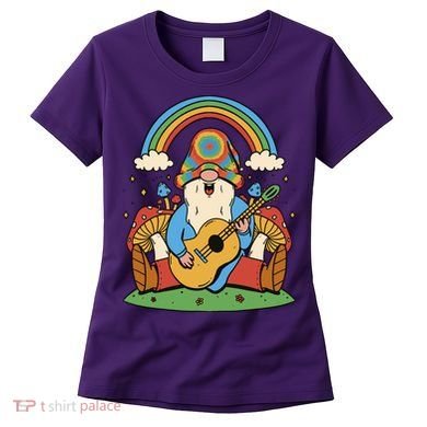 Gnome Hippie Rainbow Guitar Women's T-Shirt