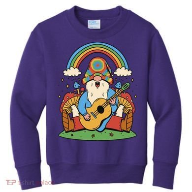 Gnome Hippie Rainbow Guitar Kids Sweatshirt