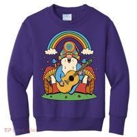 Gnome Hippie Rainbow Guitar Kids Sweatshirt thumb 0