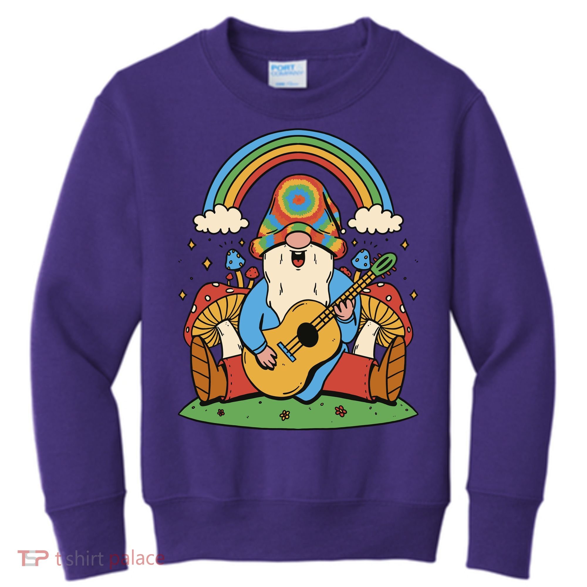 Gnome Hippie Rainbow Guitar Kids Sweatshirt