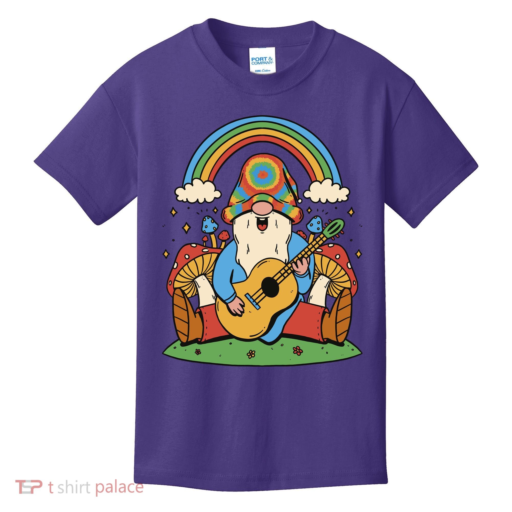 Gnome Hippie Rainbow Guitar Kids T-Shirt
