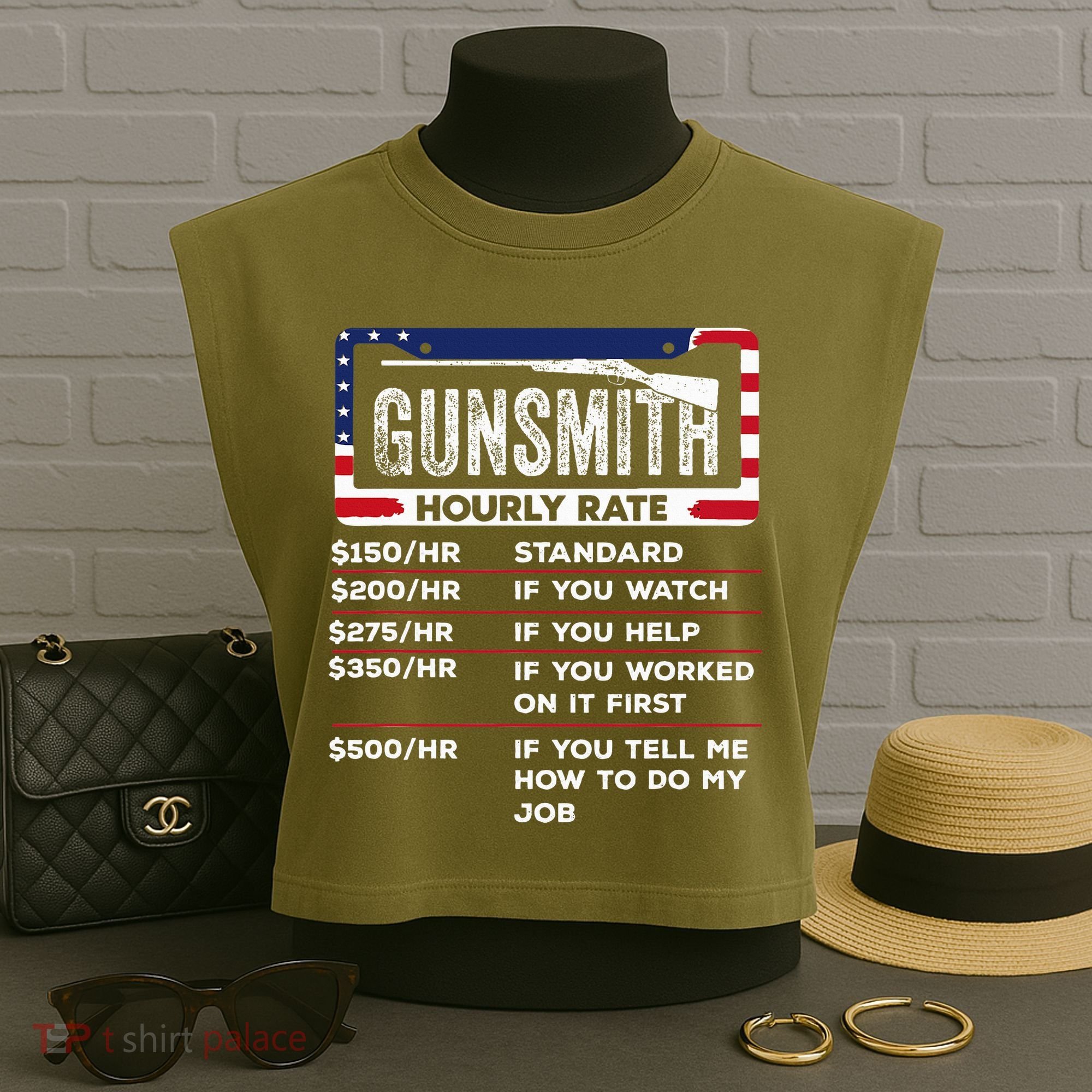 Gunsmith Hourly Rate.Gunsmith Funny Gunsmithing Gun Garment-Dyed Women's Muscle Tee