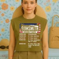 Gunsmith Hourly Rate.Gunsmith Funny Gunsmithing Gun Garment-Dyed Women's Muscle Tee thumb 4