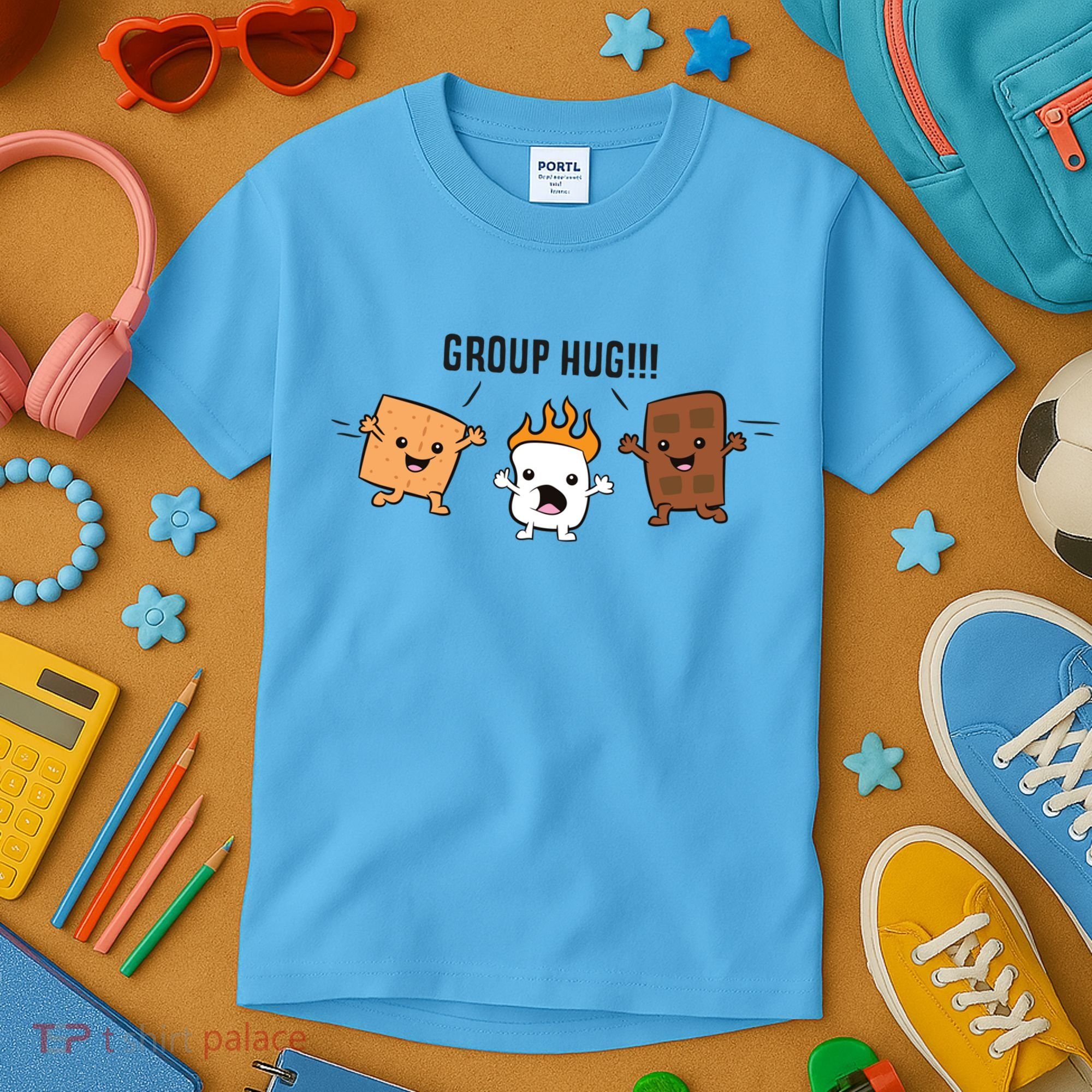 Group Hug S'mores Campfire Marshmallow Chocolate Smores Funny Gift Kids T-Shirt