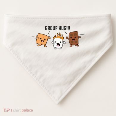 Group Hug S'mores Campfire Marshmallow Chocolate Smores Funny Gift USA-Made Doggie Bandana