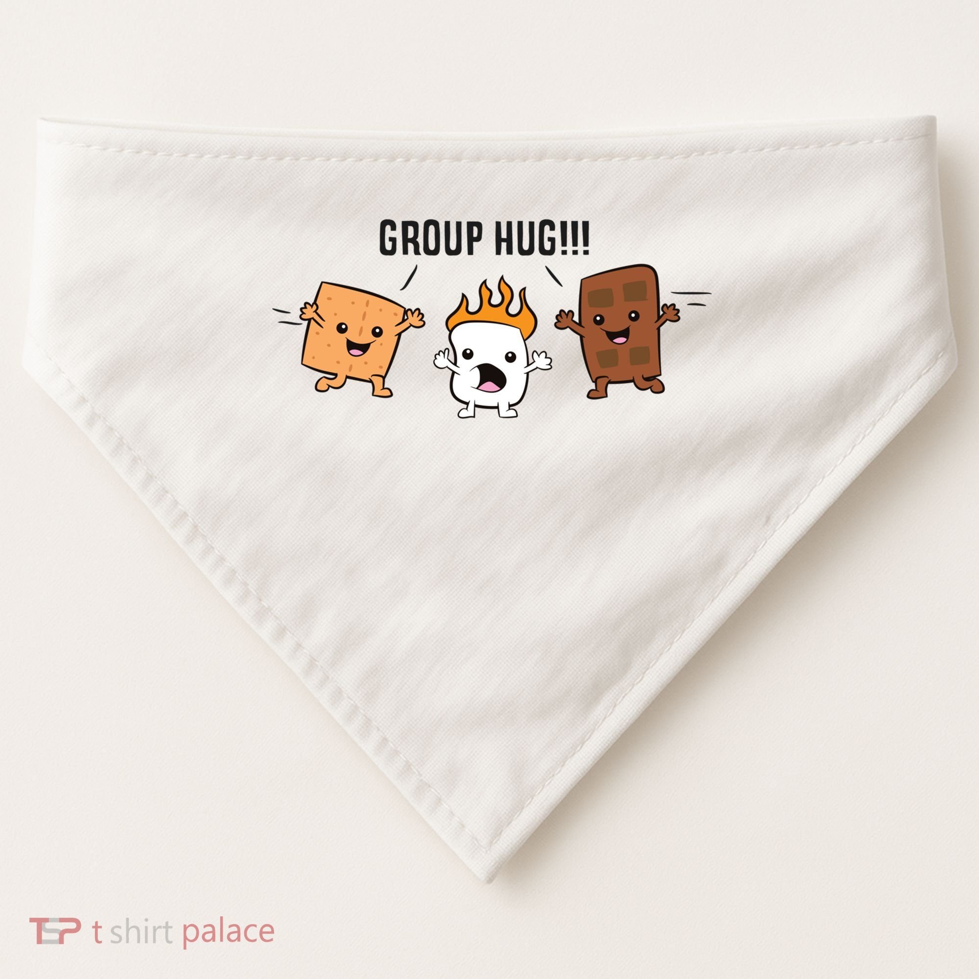 Group Hug S'mores Campfire Marshmallow Chocolate Smores Funny Gift USA-Made Doggie Bandana
