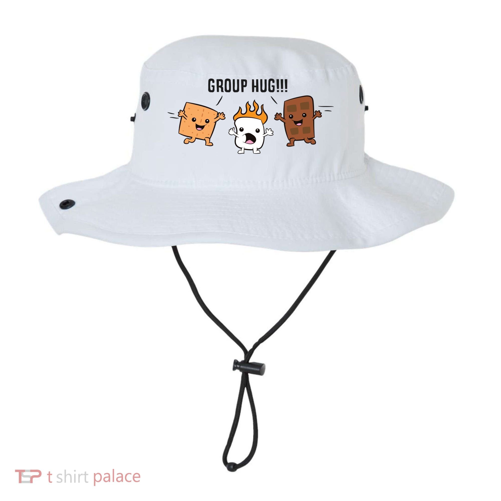Group Hug S'mores Campfire Marshmallow Chocolate Smores Funny Gift Bucket Hat