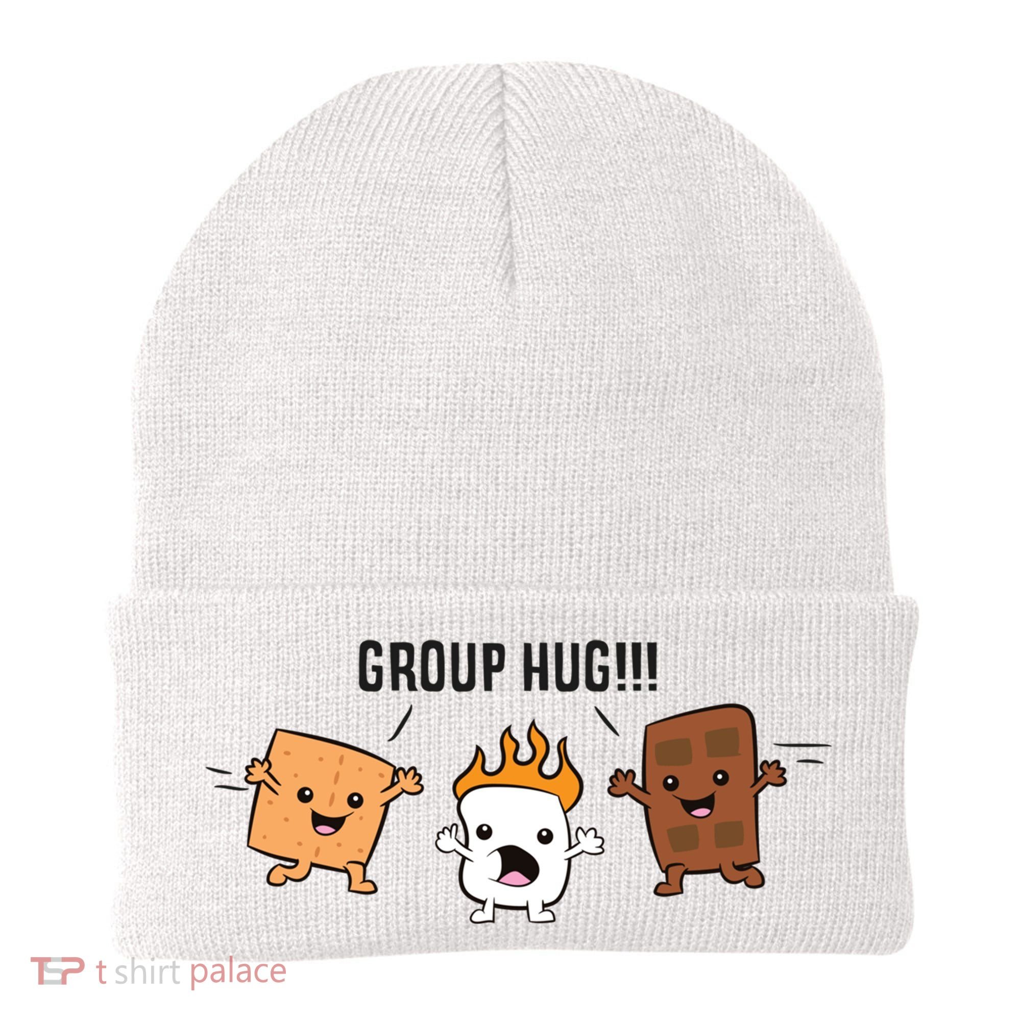 Group Hug S'mores Campfire Marshmallow Chocolate Smores Funny Gift Beanie