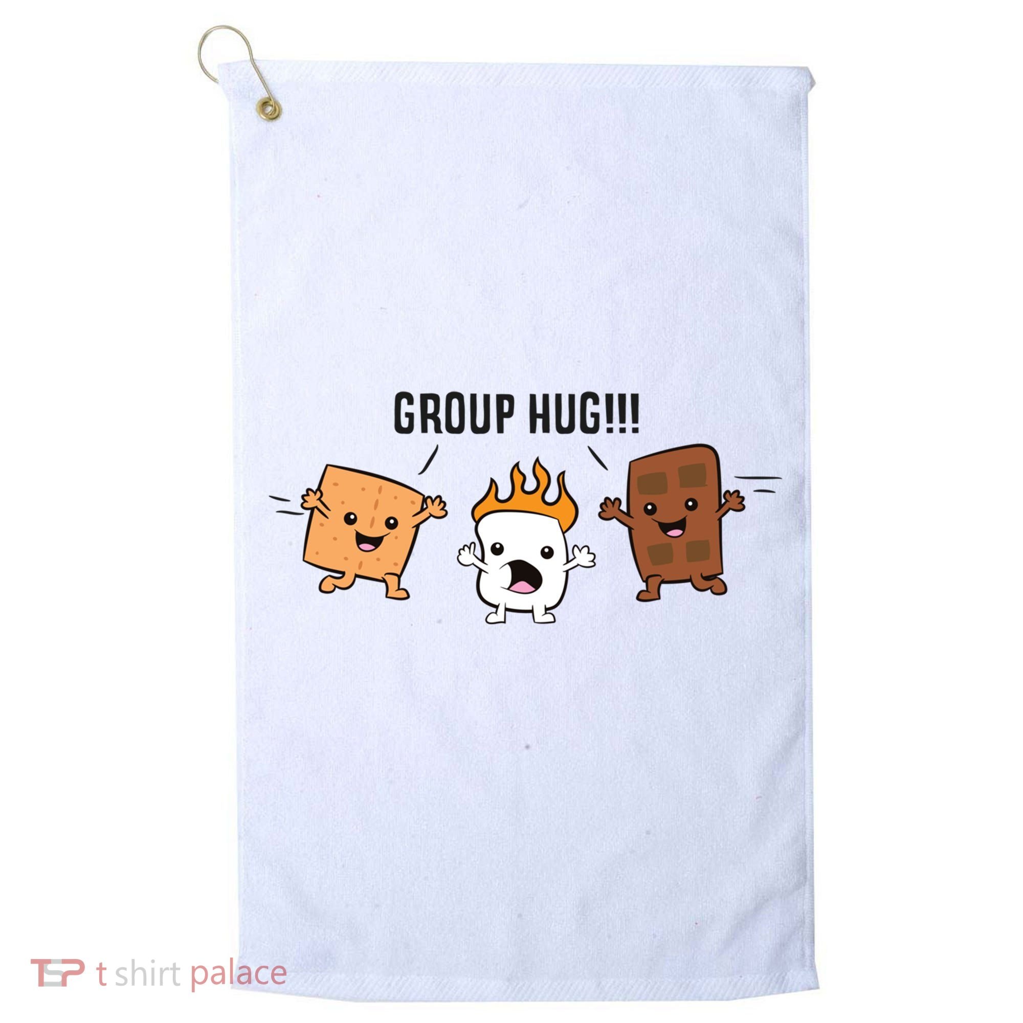 Group Hug S'mores Campfire Marshmallow Chocolate Smores Funny Gift Golf Towel