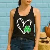 Girl Heart St Patricks Day Shamrock Irish Women's Tank Top thumb 2
