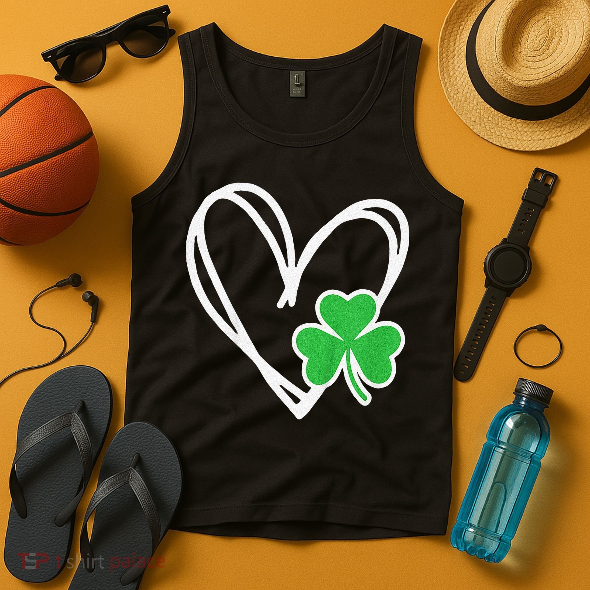 Girl Heart St Patricks Day Shamrock Irish Tank Top