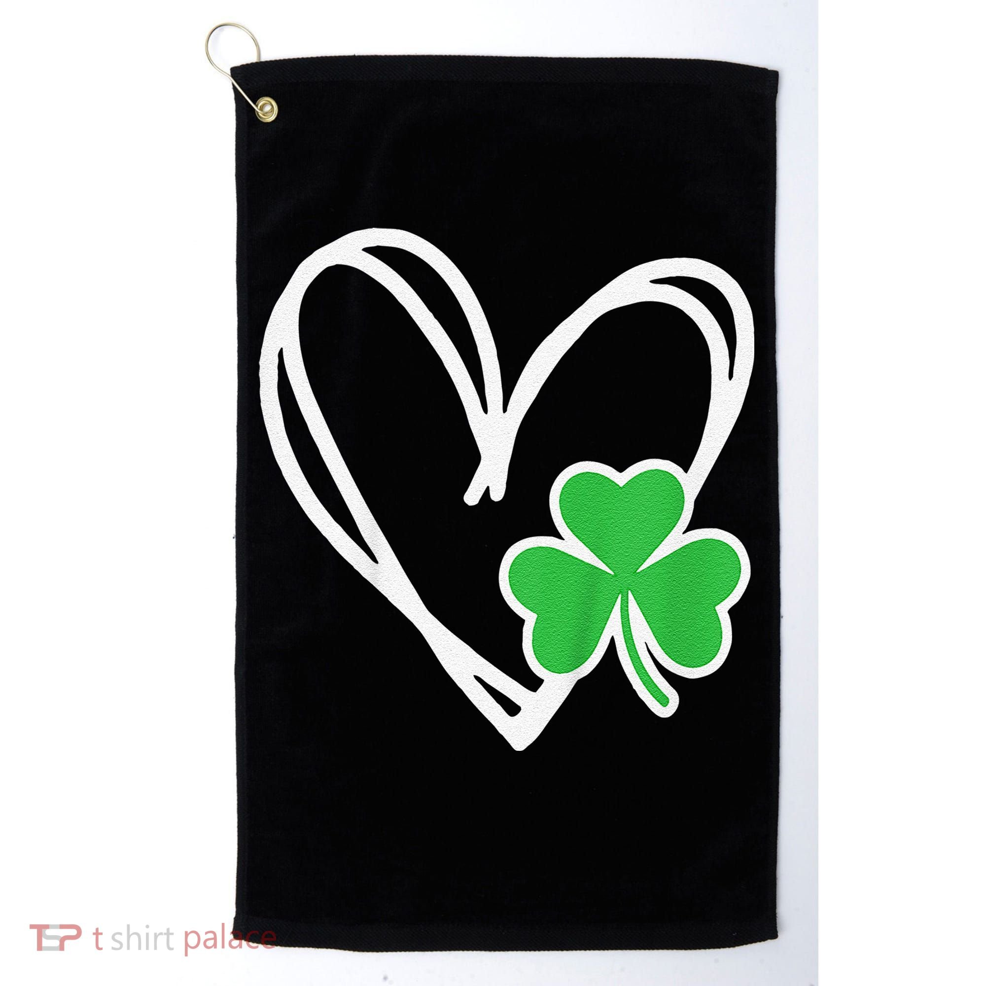 Girl Heart St Patricks Day Shamrock Irish Golf Towel