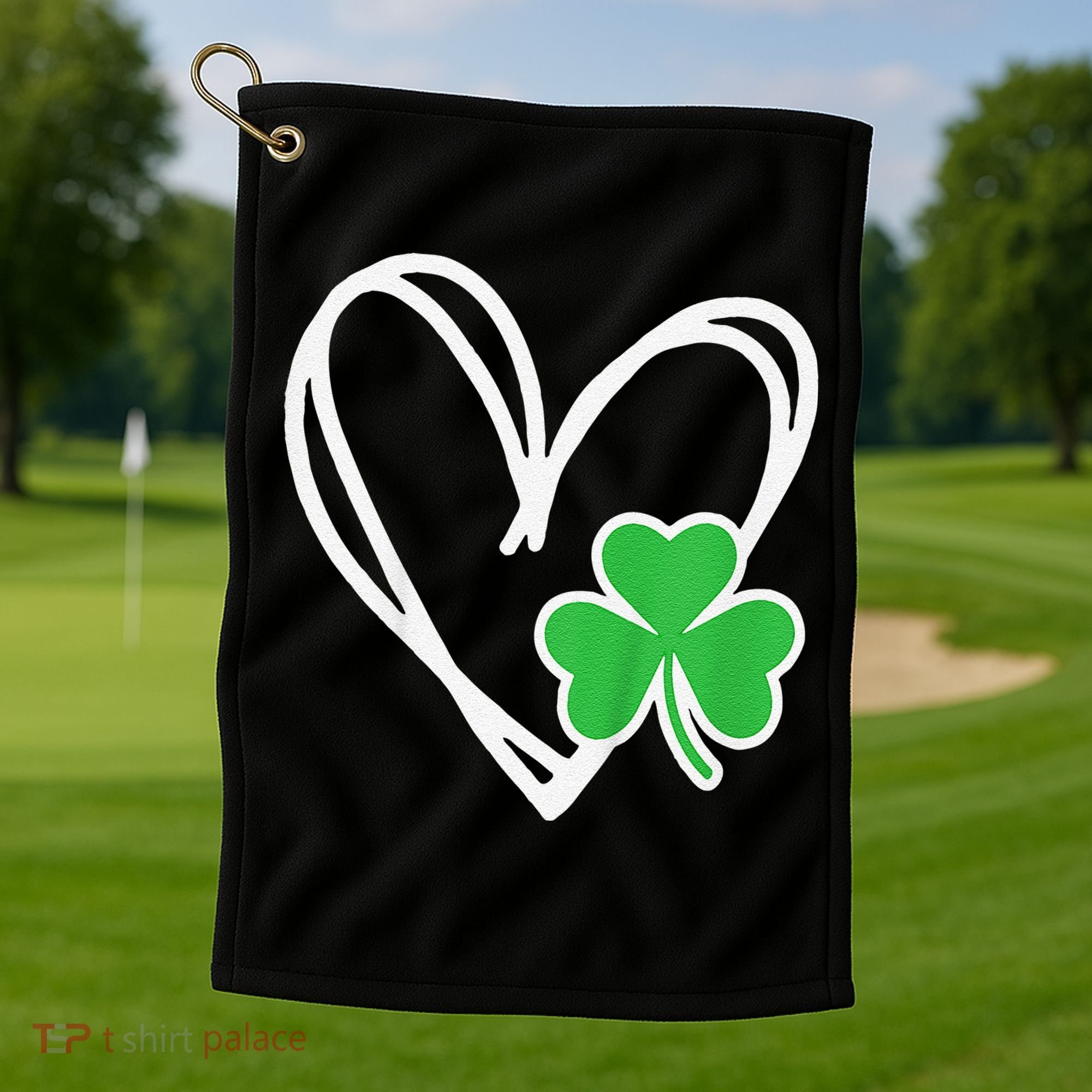 Girl Heart St Patricks Day Shamrock Irish Golf Towel