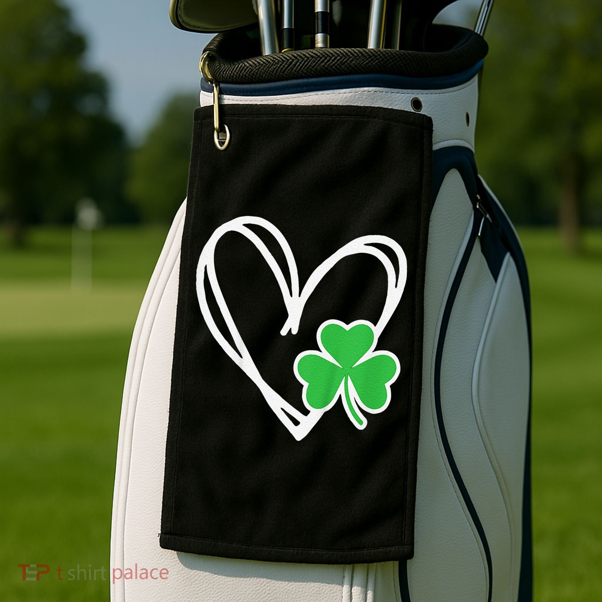 Girl Heart St Patricks Day Shamrock Irish Golf Towel