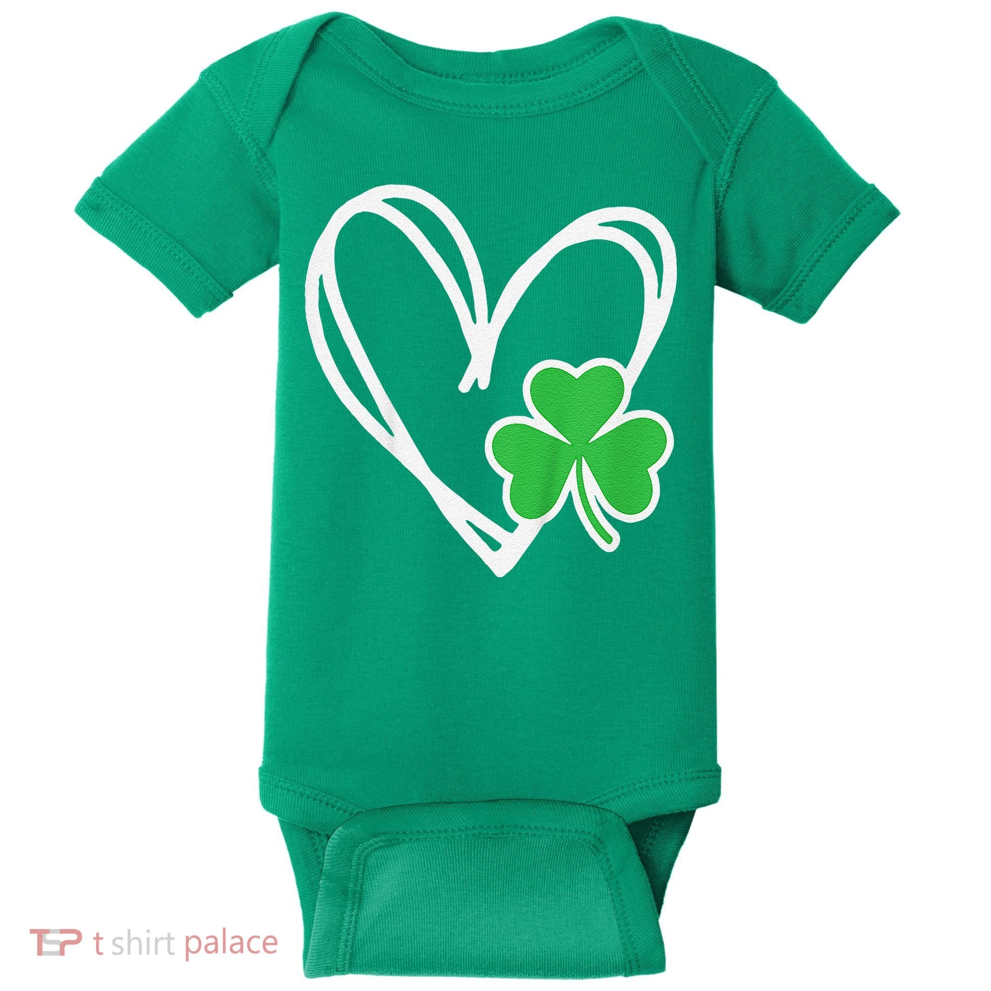 Girl Heart St Patricks Day Shamrock Irish Baby Bodysuit