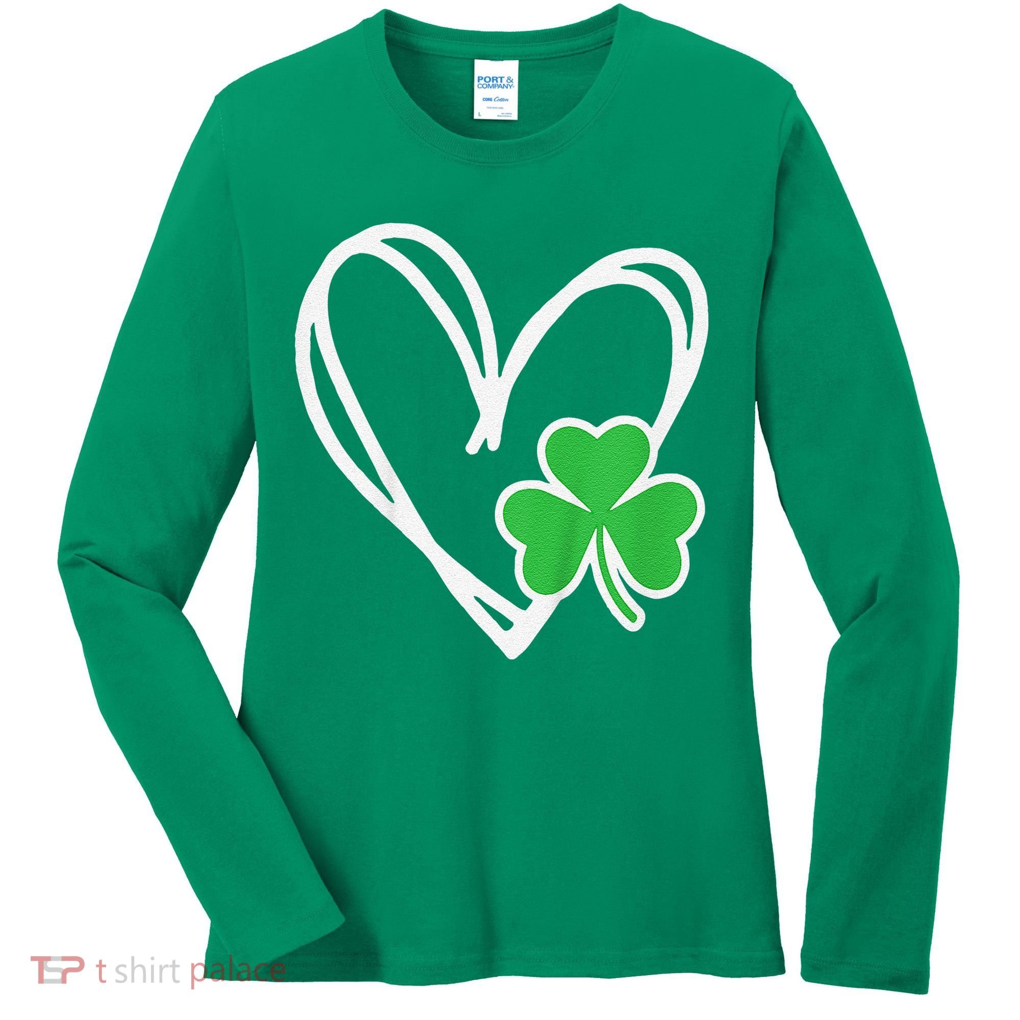 Girl Heart St Patricks Day Shamrock Irish Women's Long Sleeve Shirt