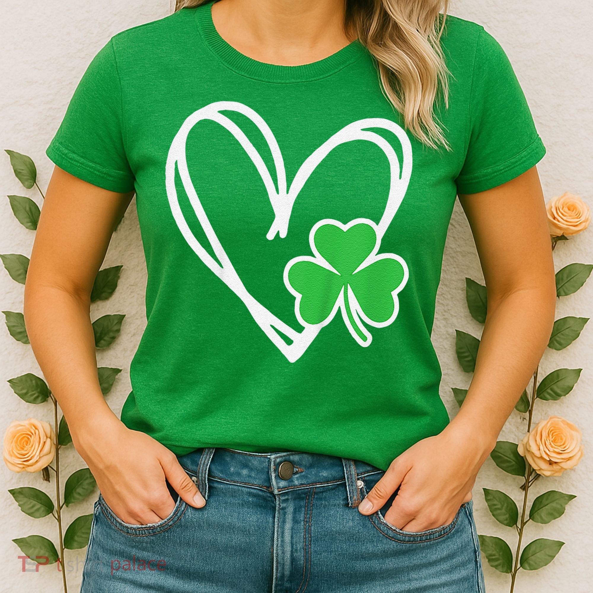Girl Heart St Patricks Day Shamrock Irish Women's T-Shirt
