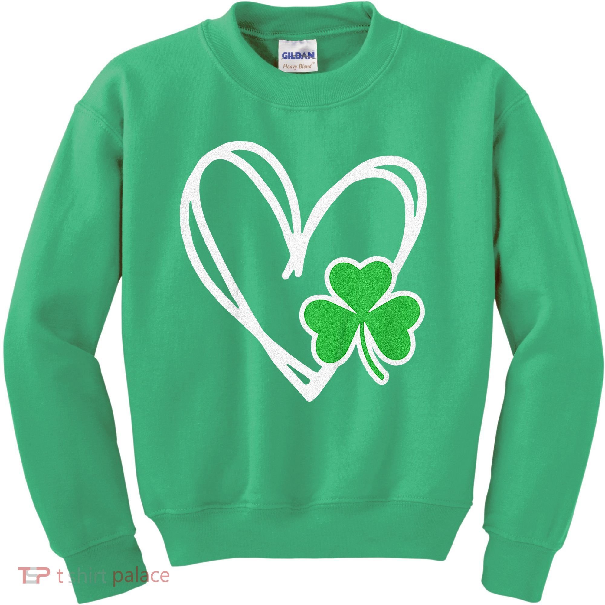 Girl Heart St Patricks Day Shamrock Irish Kids Sweatshirt