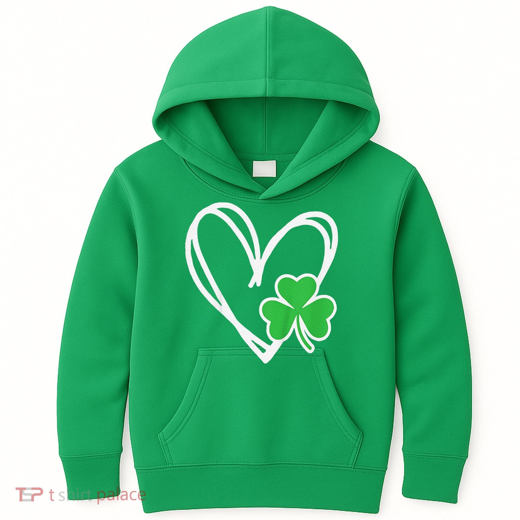 Girl Heart St Patricks Day Shamrock Irish Kids Hoodie