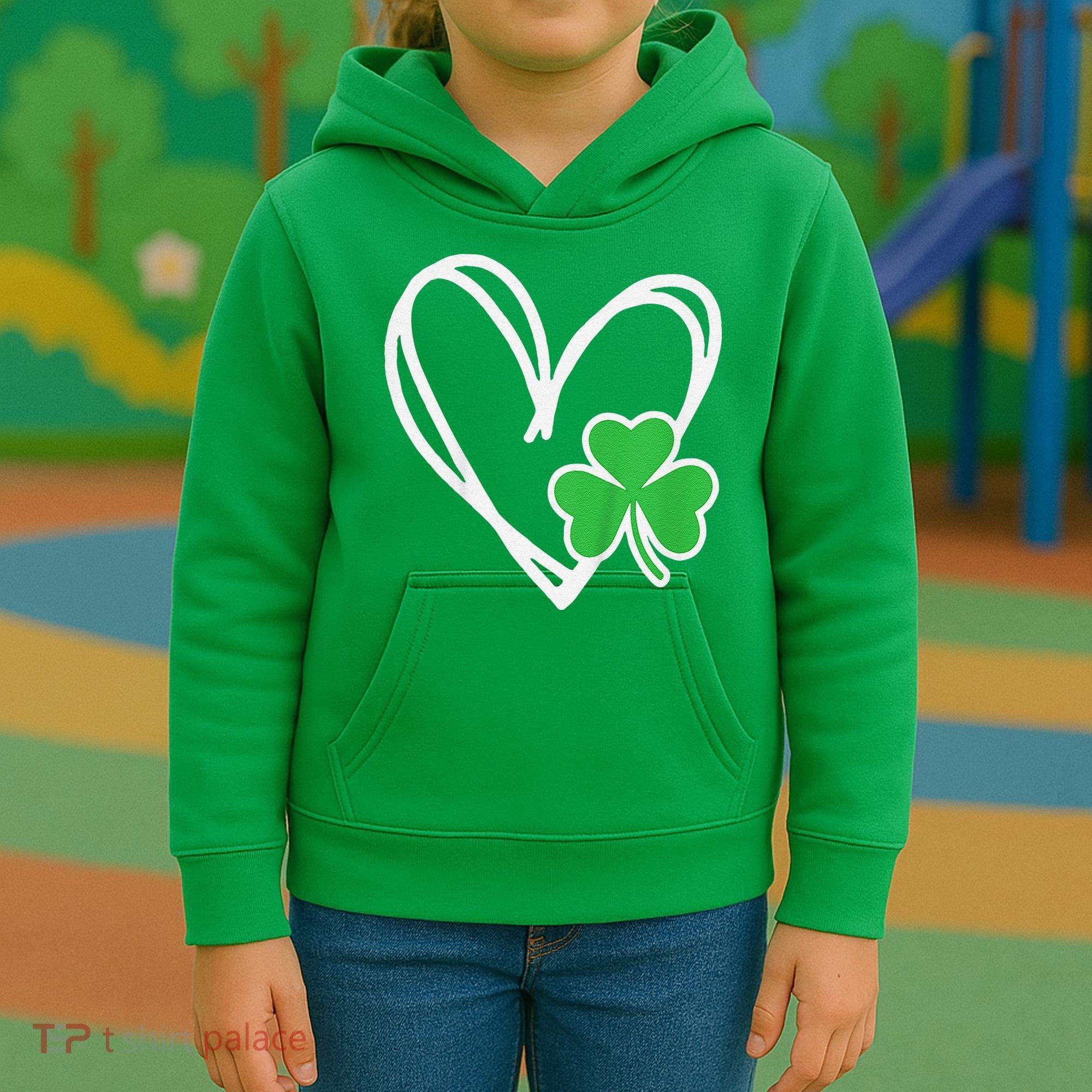 Girl Heart St Patricks Day Shamrock Irish Kids Hoodie