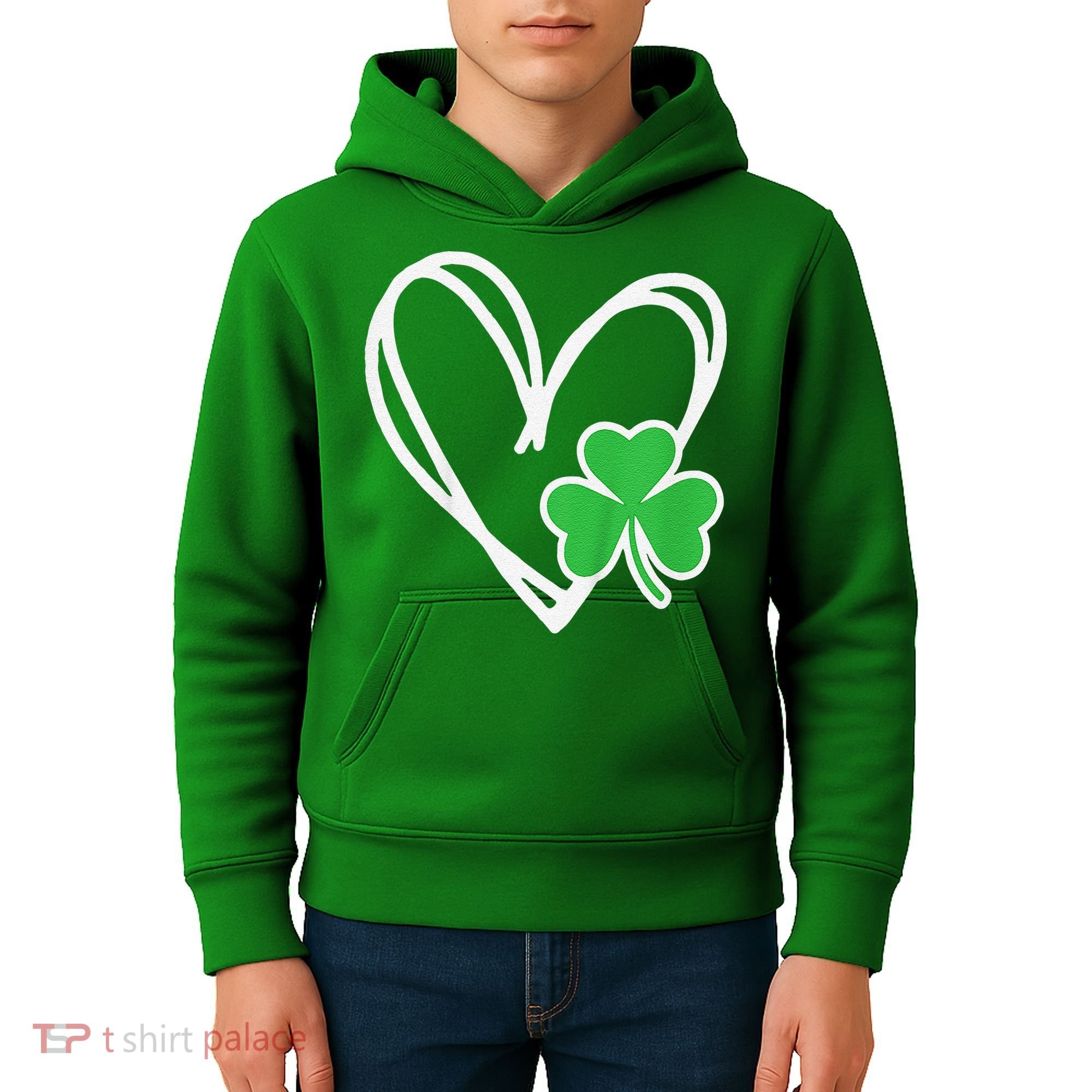 Girl Heart St Patricks Day Shamrock Irish Kids Hoodie