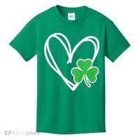 Girl Heart St Patricks Day Shamrock Irish Kids T-Shirt thumb 0