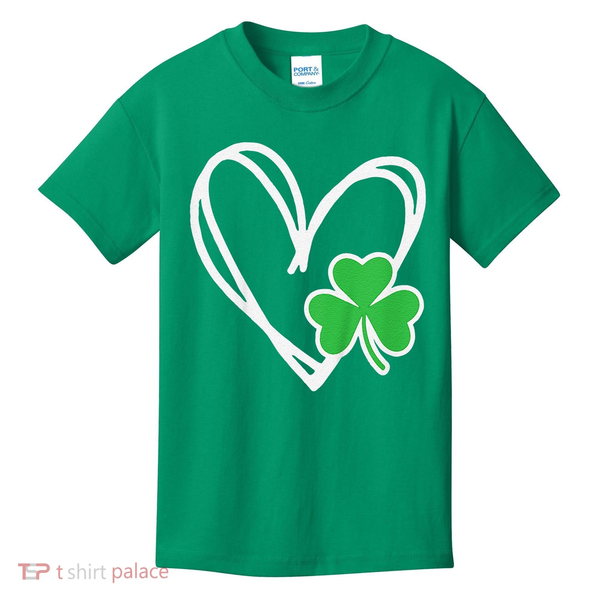 Girl Heart St Patricks Day Shamrock Irish Kids T-Shirt