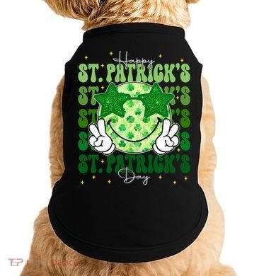 Groovy Happy St Patricks Day Shamrock Doggie Tank