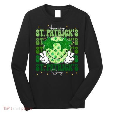 Groovy Happy St Patricks Day Shamrock Long Sleeve Shirt