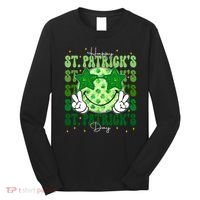 Groovy Happy St Patricks Day Shamrock Long Sleeve Shirt thumb 0