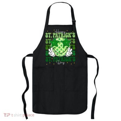 Groovy Happy St Patricks Day Shamrock Apron