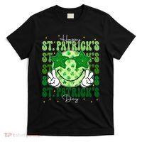 Groovy Happy St Patricks Day Shamrock T-Shirt thumb 0