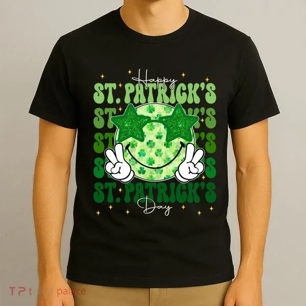Groovy Happy St Patricks Day Shamrock T-Shirt