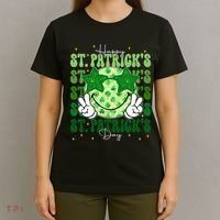 Groovy Happy St Patricks Day Shamrock T-Shirt thumb 4
