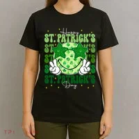 Groovy Happy St Patricks Day Shamrock T-Shirt thumb 4
