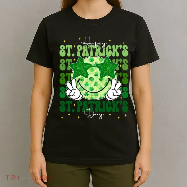 Groovy Happy St Patricks Day Shamrock T-Shirt