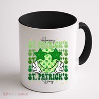 Groovy Happy St Patricks Day Shamrock Coffee Mug thumb 1
