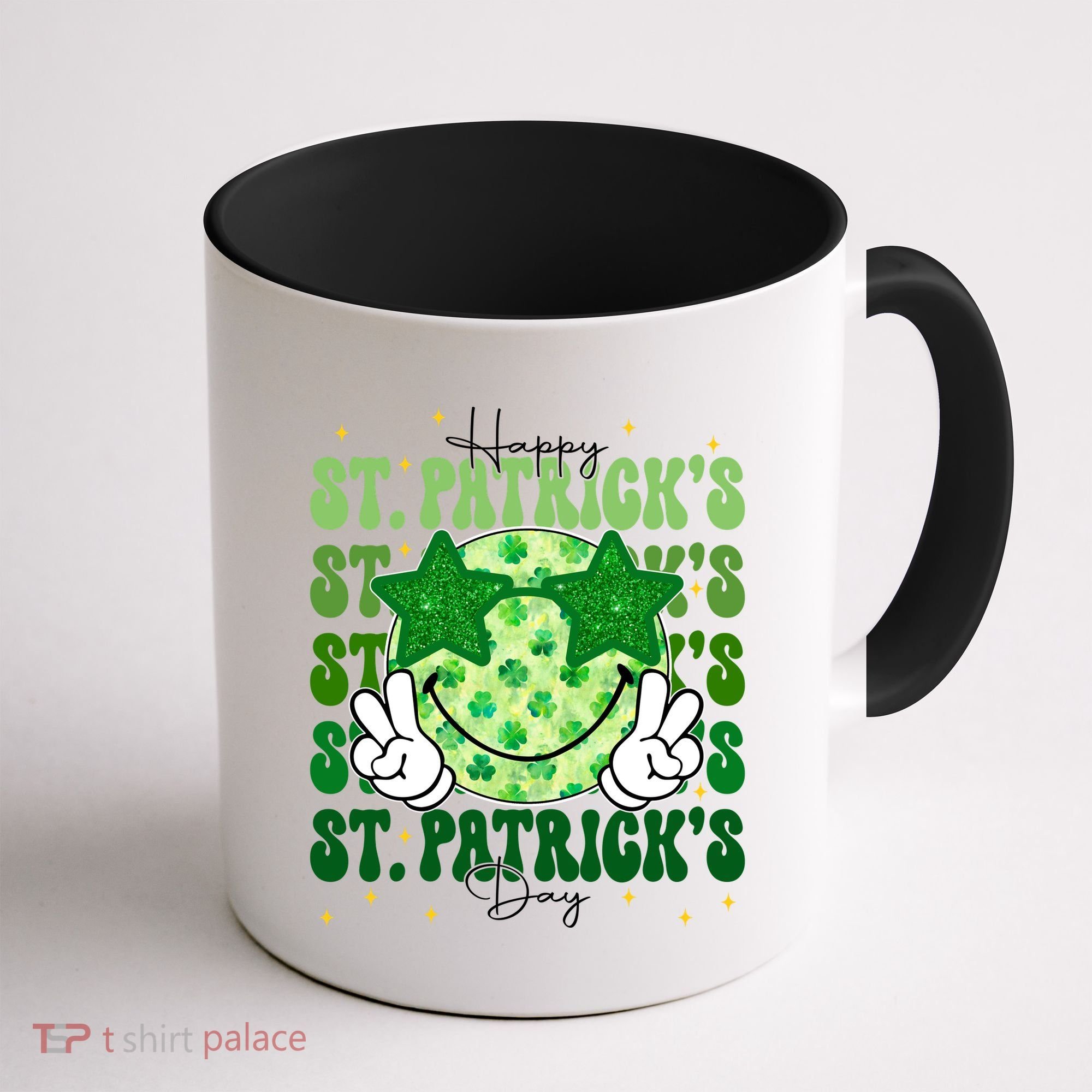Groovy Happy St Patricks Day Shamrock Coffee Mug